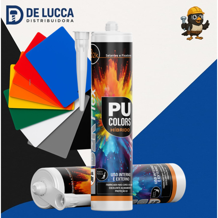 Selante Colorido Silicone Pu Acm Cola Adesivo Fachada e Comunicação Visual - Azul Amarelo Laranja Verde Vermelho