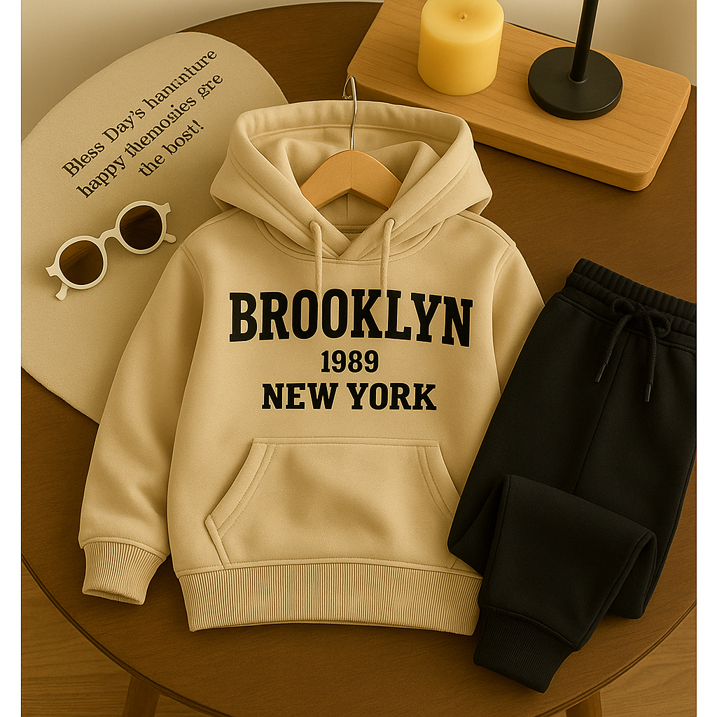 Conjunto Moletom Blusa de Frio Brooklyn Usa Estampado Flanelado
