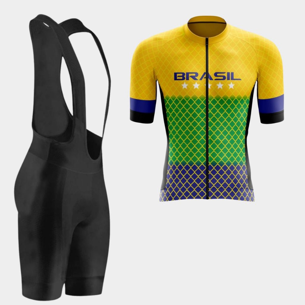 Roupa Ciclismo Masculino Conjunto Bretelle Forro Gel Conforto Camisa Premium Pro Uv Bike Mtb