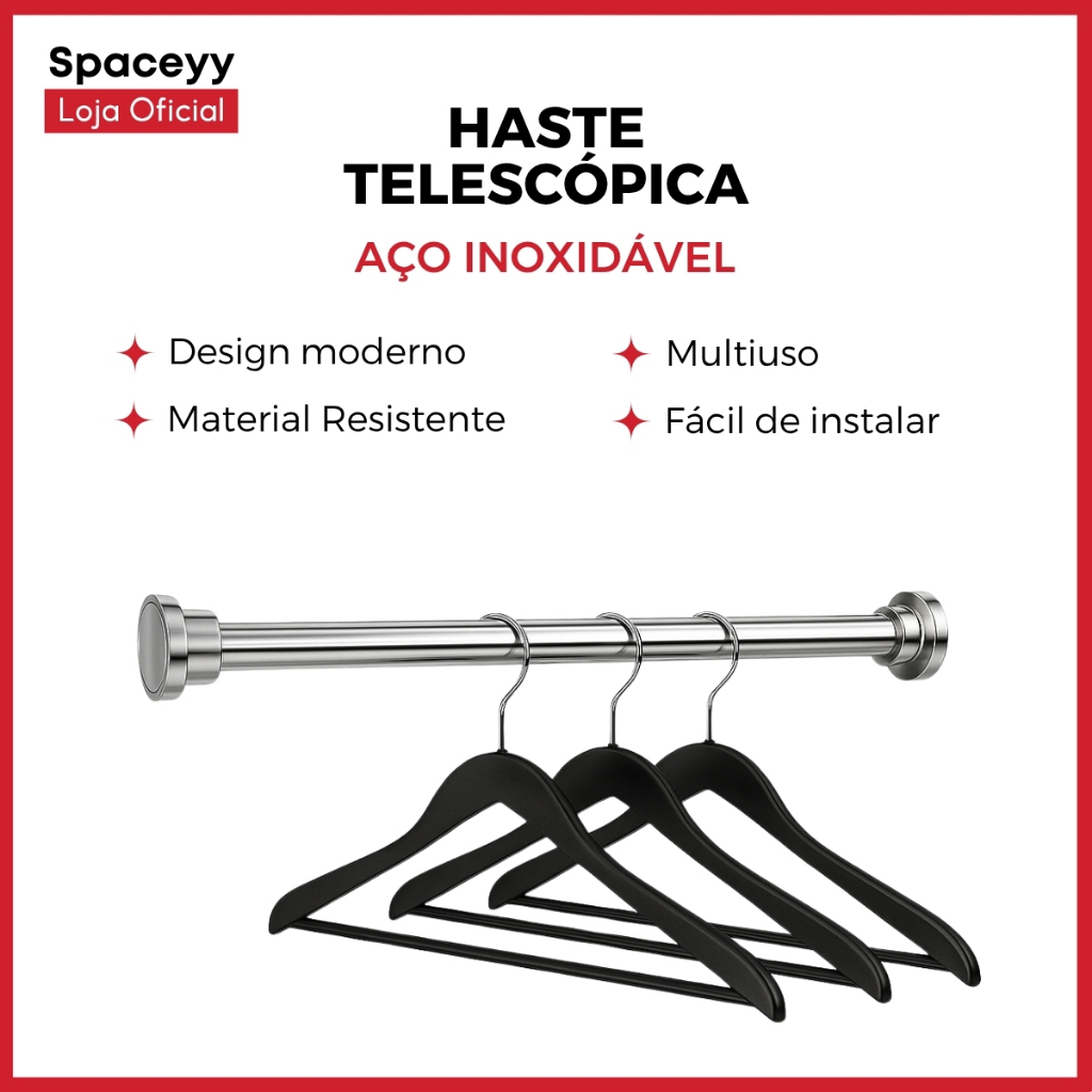 Varão Ajustável Multiuso Para Cortina Box Bastão aço inoxidável Extensível Universal Ajustável em Oferta na Shopee