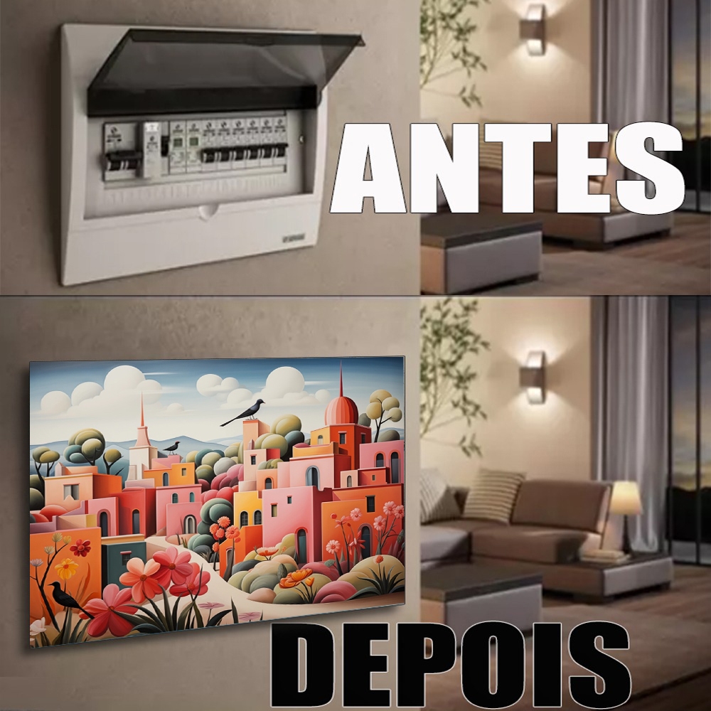 Quadro 90x80 Moldura Esconde Caixa Luz Energia Cobrir Distribuição Disjuntores recepção sala