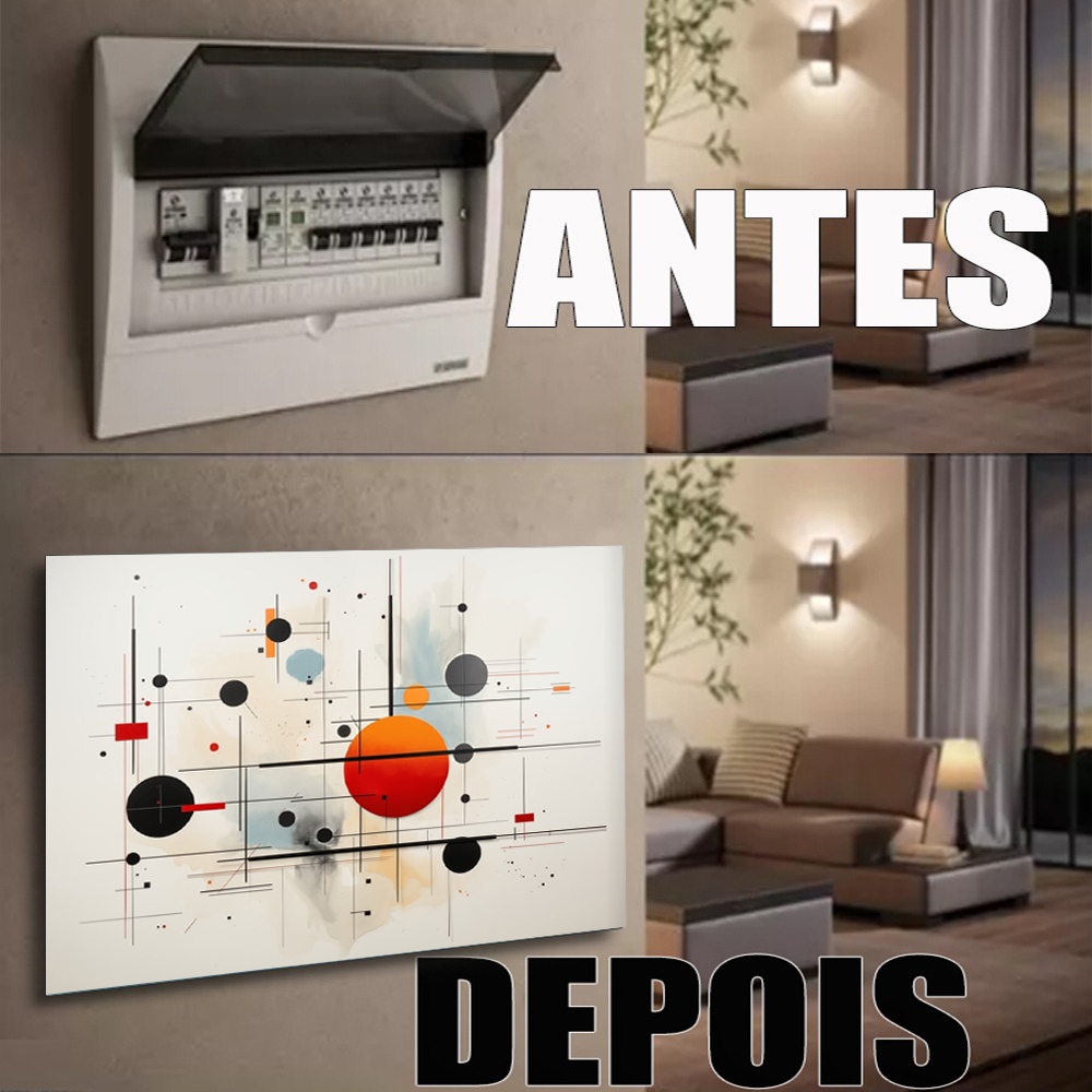 Quadro 90x80 Moldura Esconde Caixa Luz Energia Cobrir Distribuição Disjuntores decorativo recepção