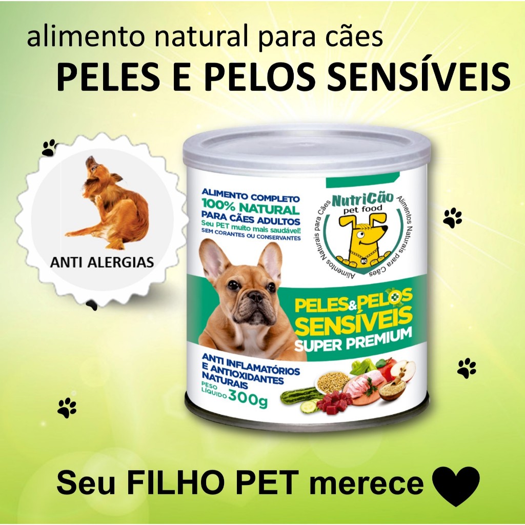 Alergia Ração Úmida Delícia NutriCão Pet Food Cães Peles e Pelos Sensíveis Alimento Natural Coceira em Oferta na Shopee