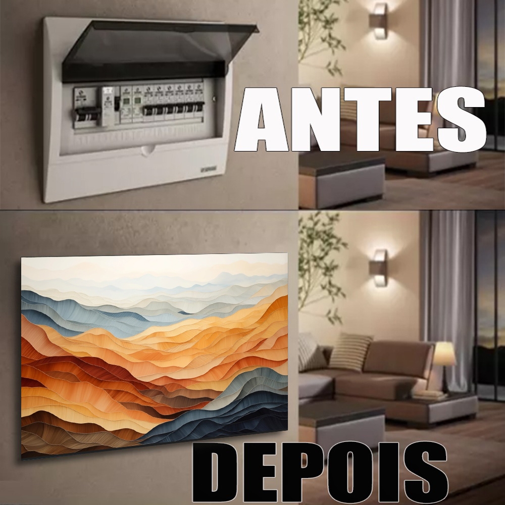 Quadro 90x80 Moldura Esconde Caixa Luz Energia Cobrir Distribuição Disjuntores decorativo elegante