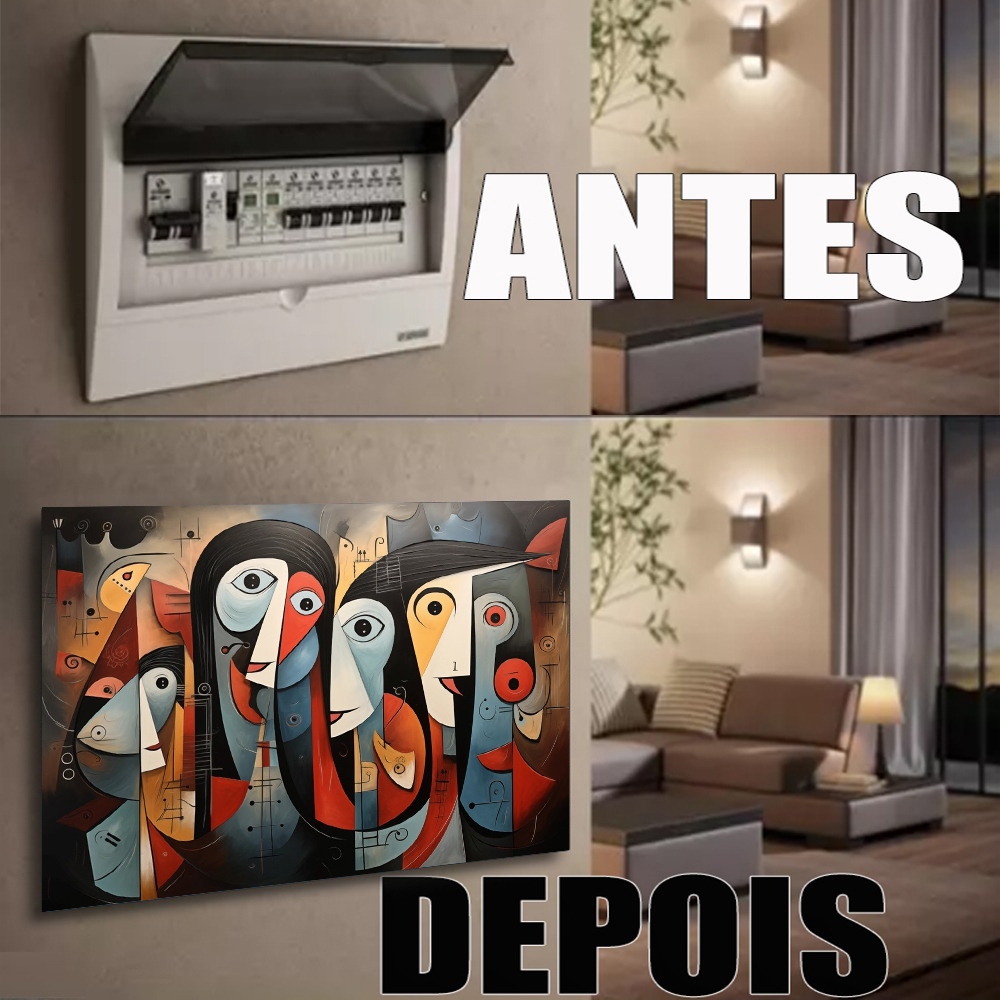 Quadro 90x80 Moldura Esconde Caixa Luz Energia Cobrir Distribuição Disjuntores decorativo moderno