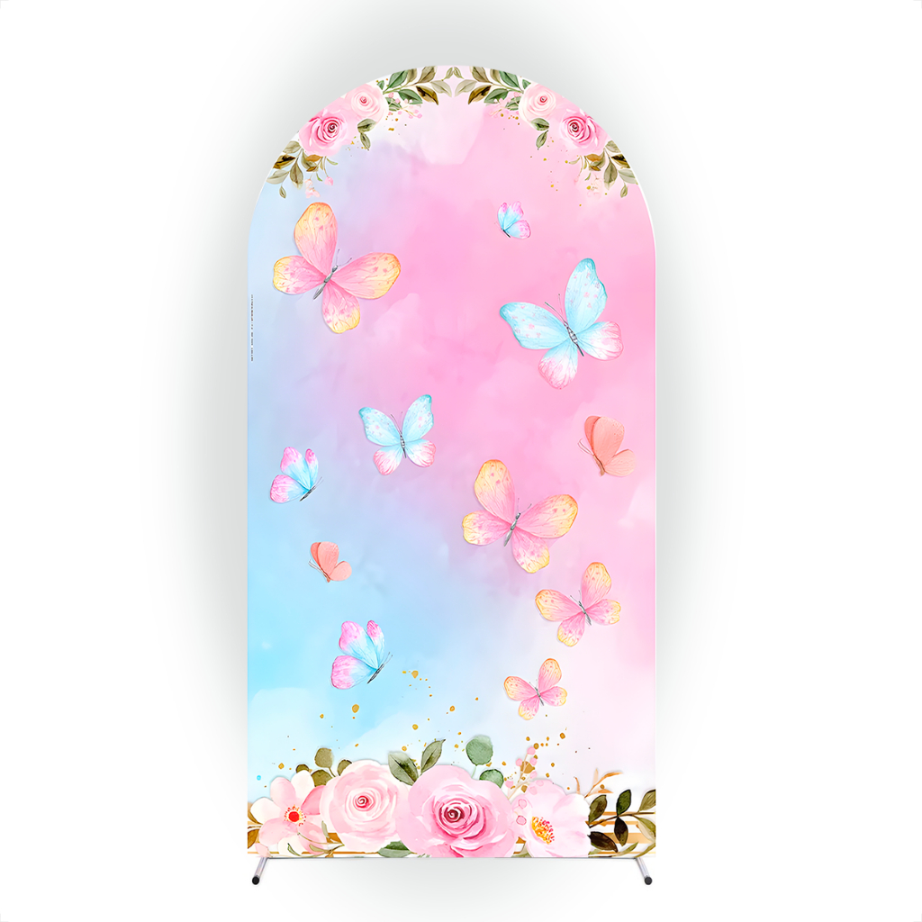 Capa Painel Romano/Picolé 2x1 Jardim de Borboletas Tecido Sublimado com Elástico Decoração de Festas em Oferta na Shopee