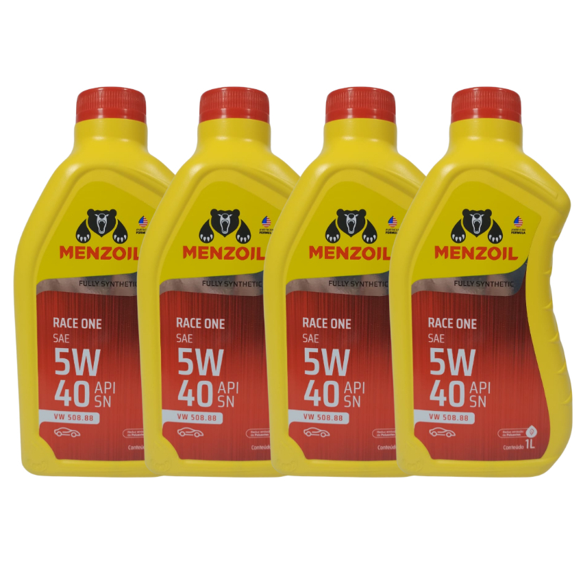 Kit 4 Litros Óleo de Motor 5w40 API SN Sintético Menzoil 508.88 em Oferta na Shopee