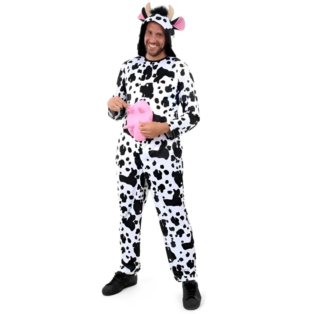 Fantasia de Animais da Fazenda Adulto Vaca Com Capuz em Oferta na Shopee