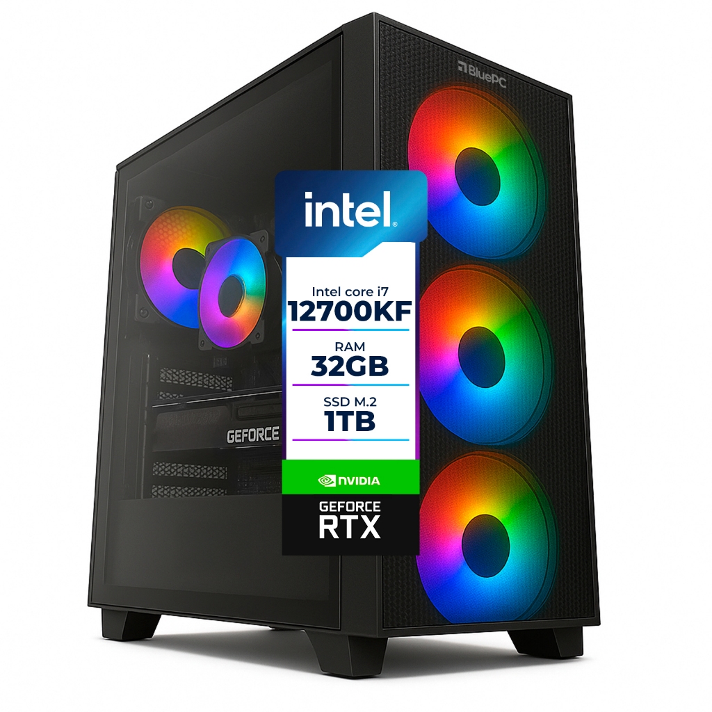 PC Gamer AURA BluePC - Intel i7 12700KF, B760, RTX 5070 Ti 16GB, 32GB, SSD 1TB, 