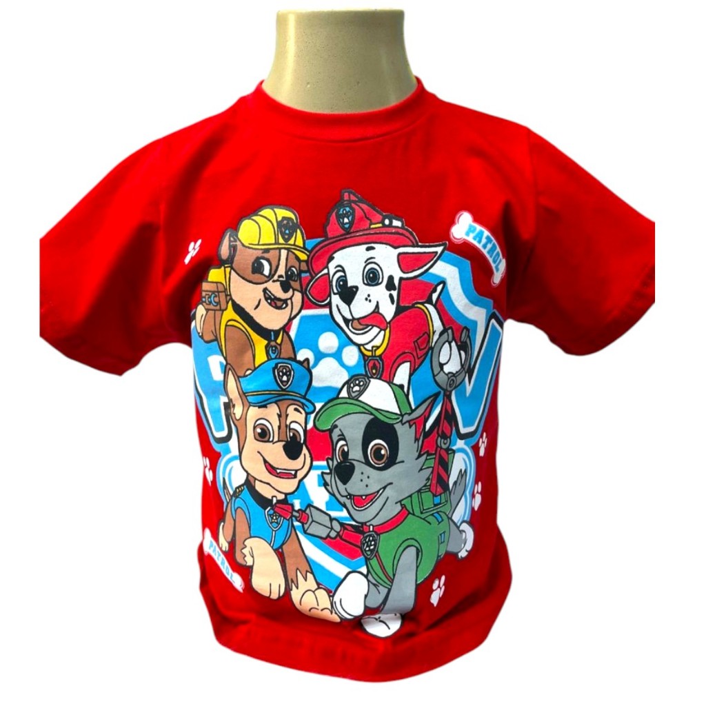 Camiseta Infantil Manga Longa \ Manga Curta 100% Algodão - Patrulha Canina
