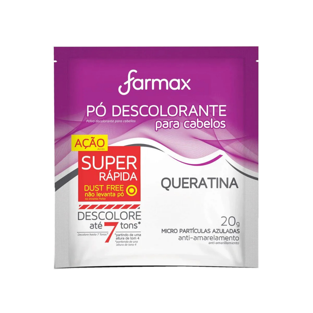 Pó Descolorante Capilar Queratina Farmax 20g em Oferta na Shopee