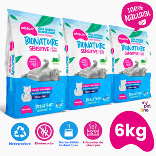 Areia Biodegradável Para Gatos Bionature Sensitive Fina Azul - 2Kg