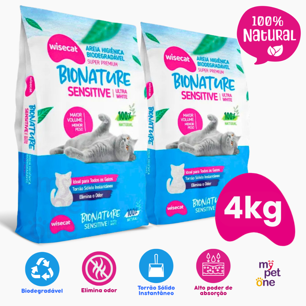 Kit 2 Areia Biodegradável Fina 2 Kg Bionature Sensitive em Oferta na Shopee