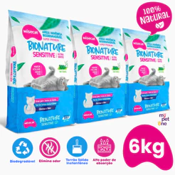 Kit 3 Areia Biodegradável Fina 2 Kg Bionature Sensitive