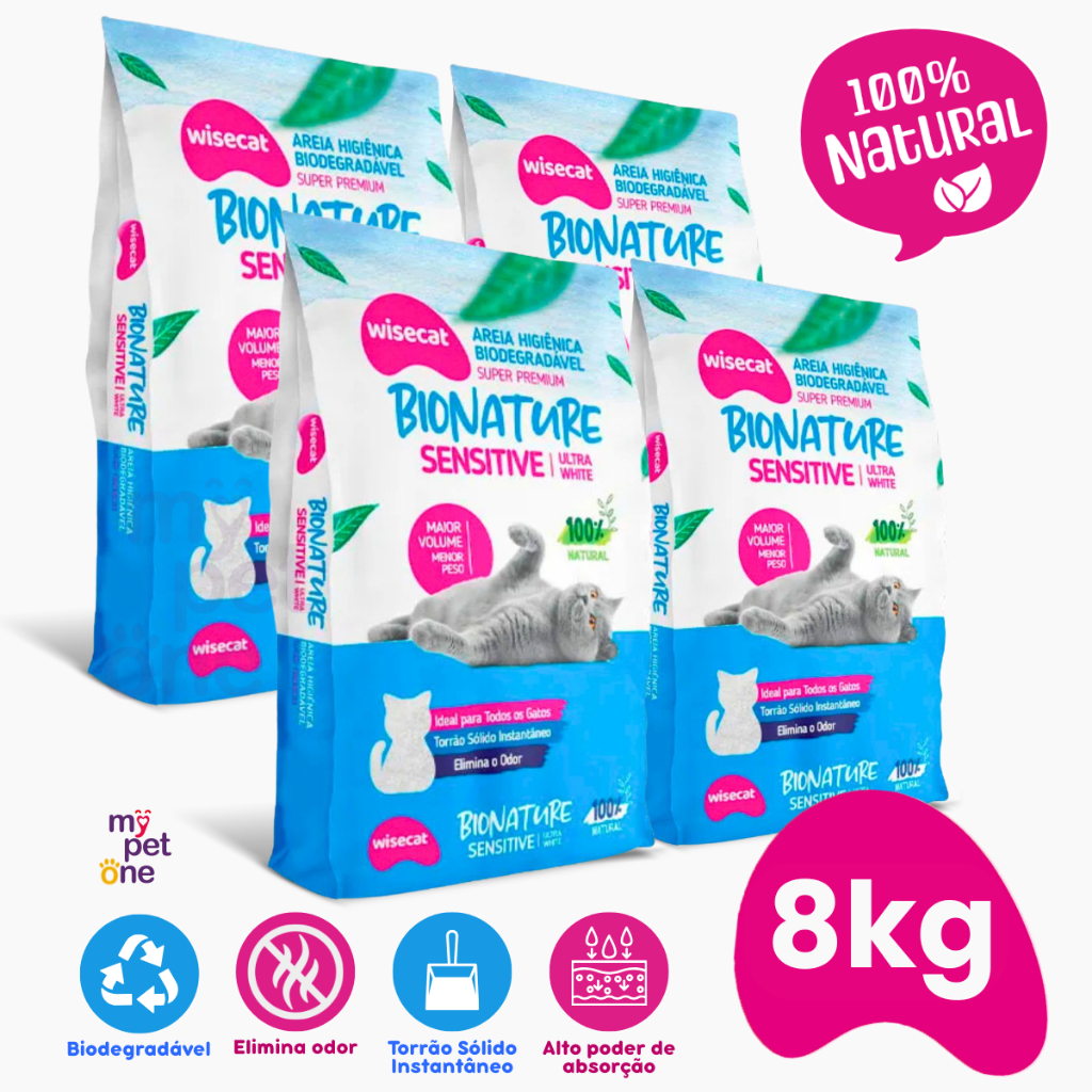 Kit 4 Areia Biodegradável Fina 2 Kg Bionature Sensitive em Oferta na Shopee