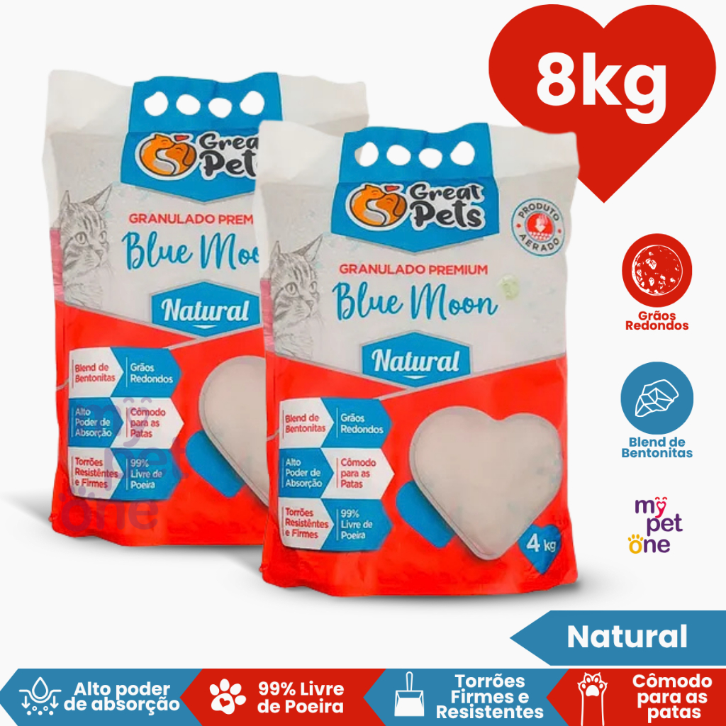 Kit 2 Areia Bentonita Esférica Premium Great Pets para Gatos - 4 Kg - Pets