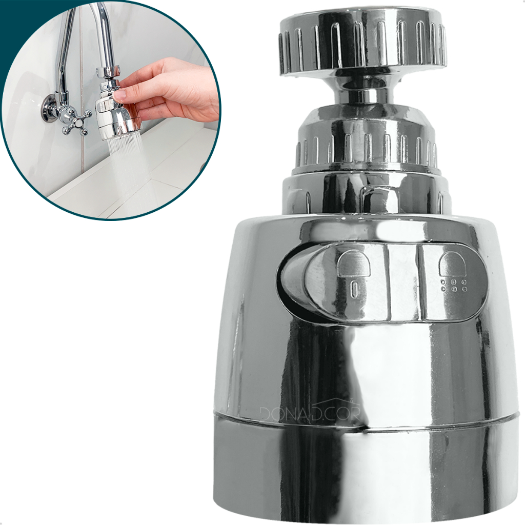 Chuveirinho Torneira Arejador ABS Cromado Pia Cozinha Jato Duplo Regulável Bico Ponta Torneira