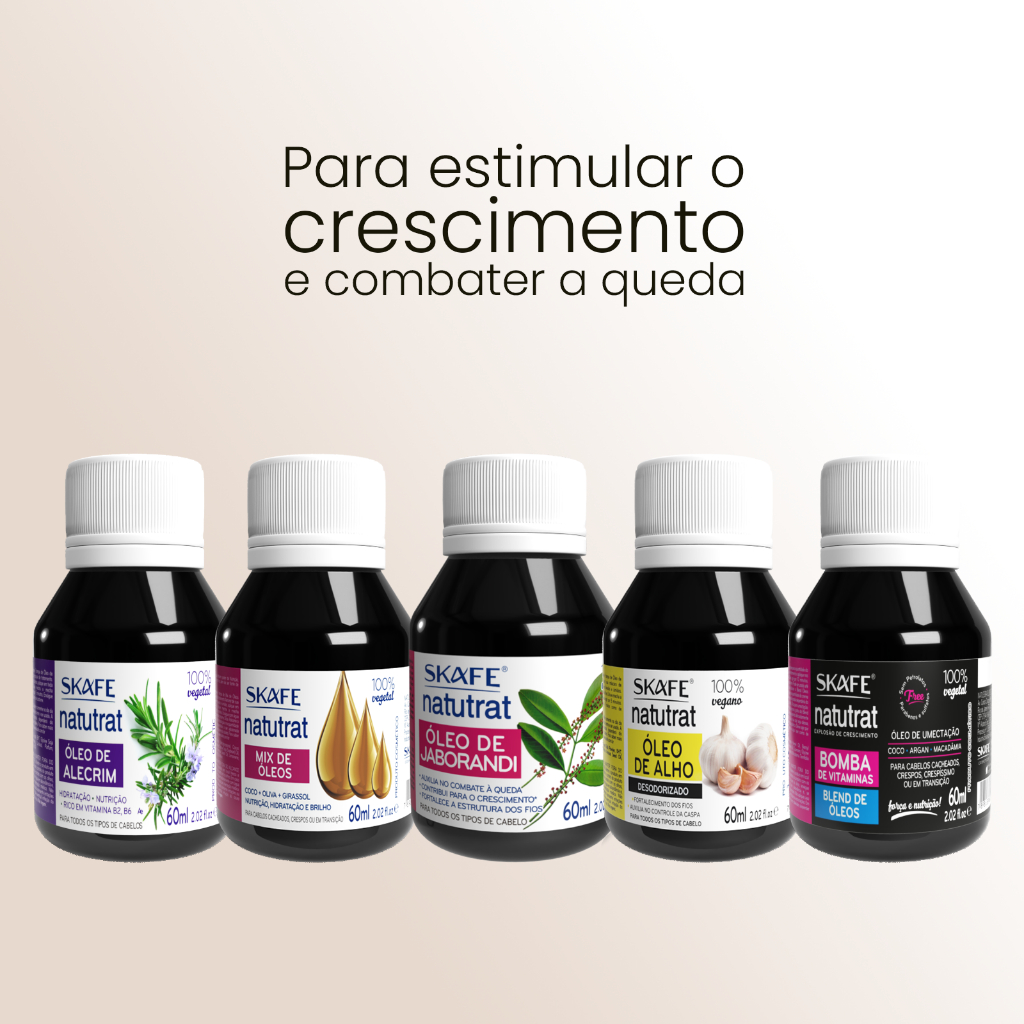Óleo P/ Terapia Capilar Alecrim Ricino Coco Abacate 60ml Skafe