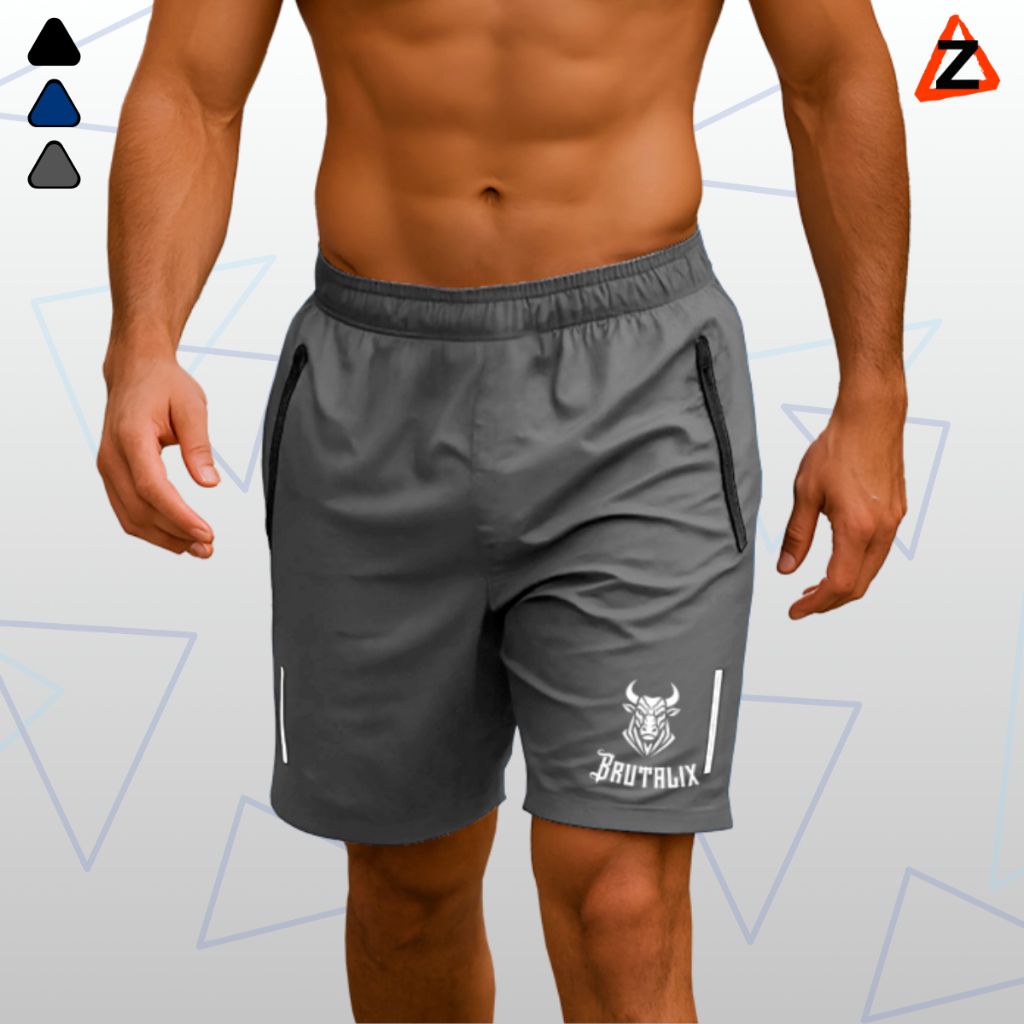Bermudas Esportiva Short Masculino Para Corrida e Academia Esportiva Poliéster C/Zíper