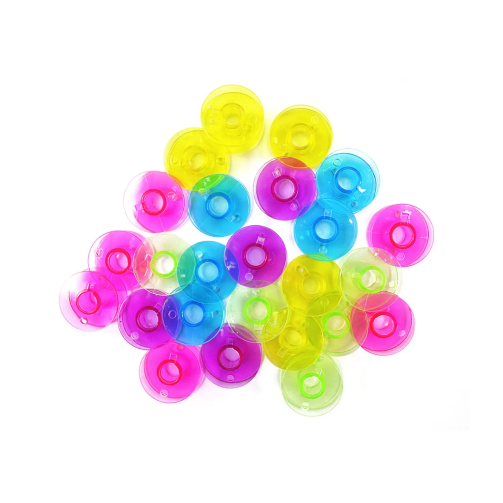 Kit 25 Unidades Bobinas Plástica Alta Colorida Carretilha Canelinha Para Maquina de Costura