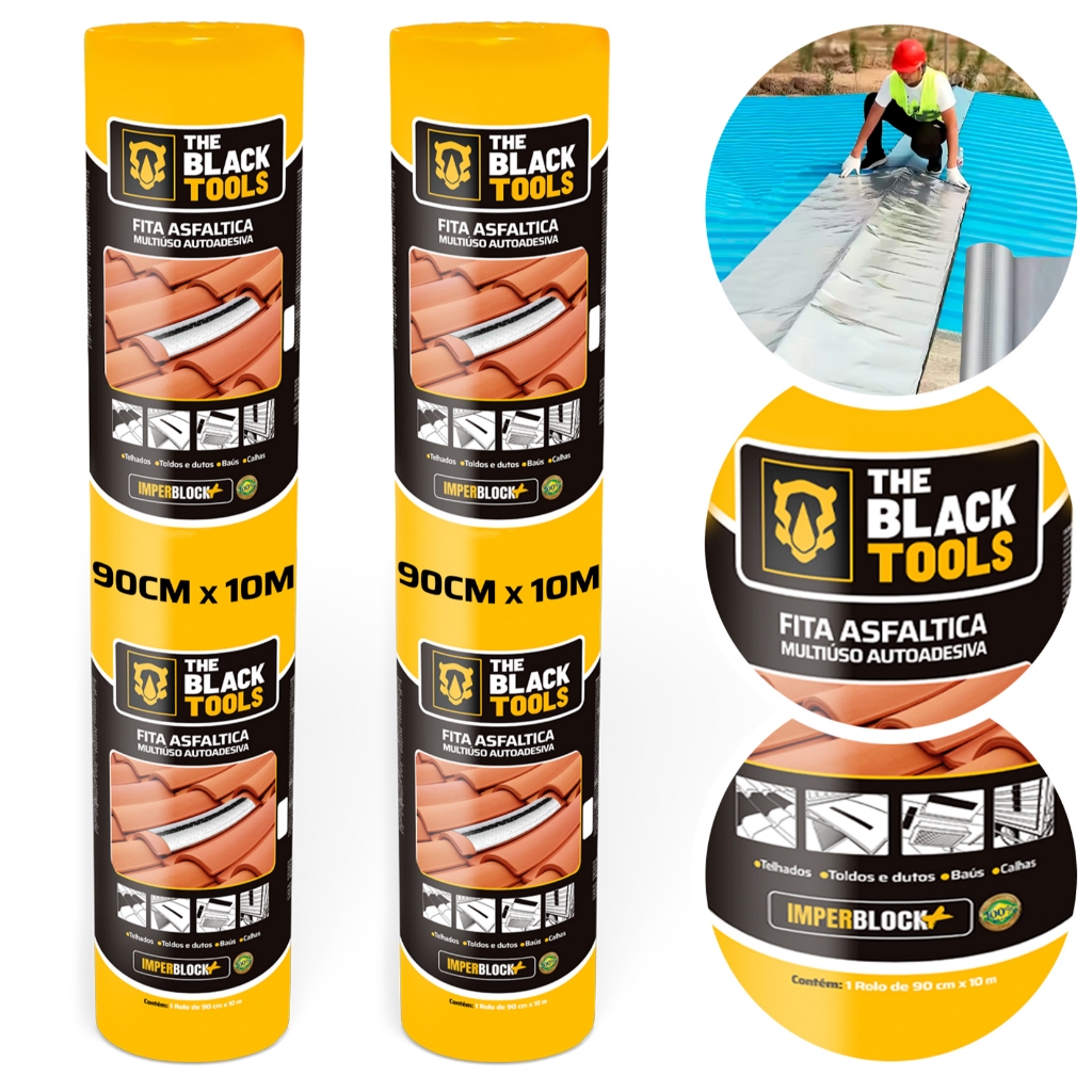 2 Uni Manta Asfaltica 90cm X 10m Auto Adesiva Aluminizada The Black Tools em Oferta na Shopee
