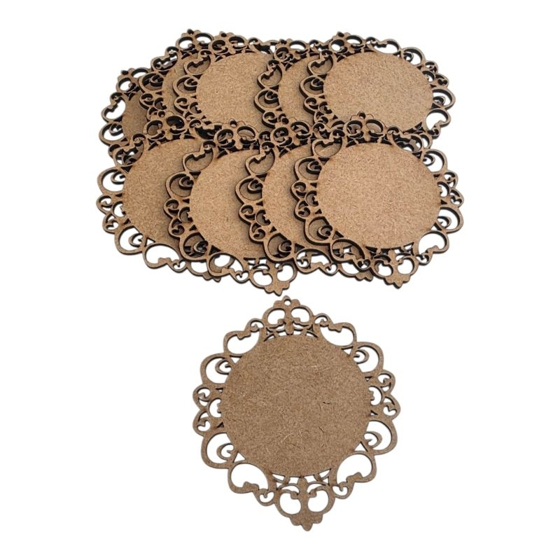 Placa em mdf cru com arabesco- DIVINO - 10 UNID - 10X9 CM - MIOLO 6CM em Oferta na Shopee