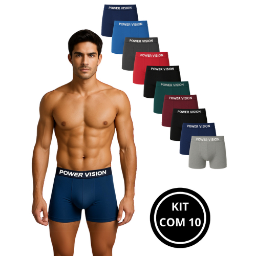 Kit 10 e 05 Cueca Masculina Boxer Microfibra Elastico Bordado Forro 100% Algodão - Box Cueca Masculina CA-007