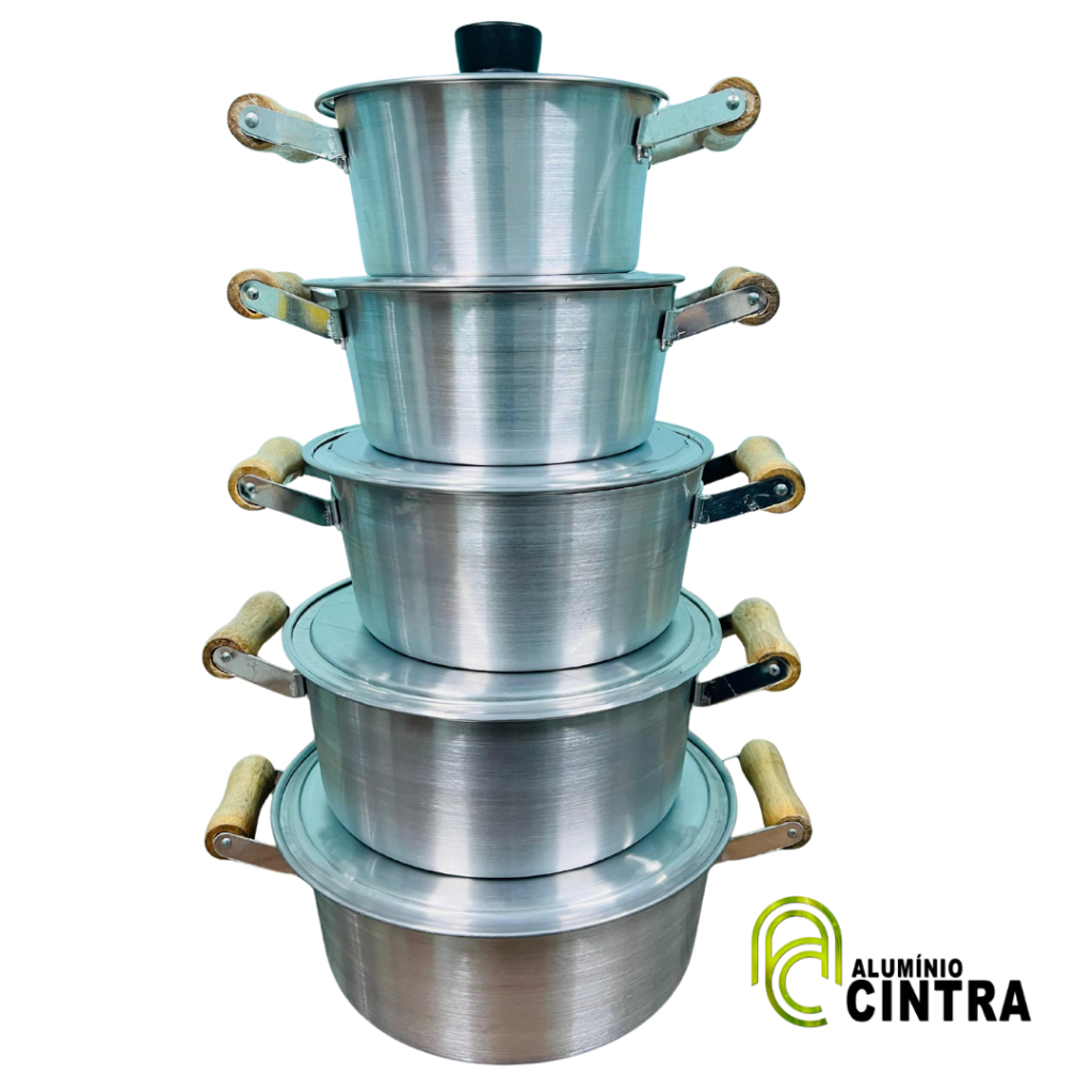 Jogo De Panela Caçarola Alumínio Polido 5peças 14x22