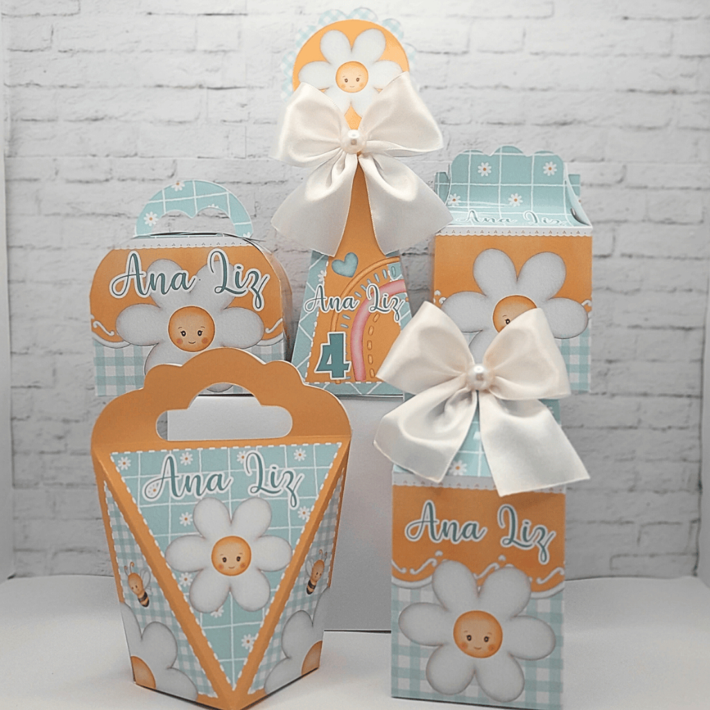 KIT PERSONALIZADO MARGARIDAS AZUL ACQUA (PEGUE E MONTE ) / LEMBRANCINHAS PERSONALIZADAS / MIMOS  PARA  ANIVERSÁRIO
