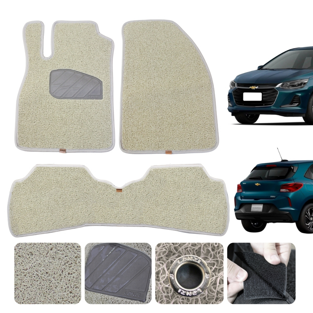 Tapete de Carro Para Onix Hatch 2020 21 22 23 Capacho cor bege 3 pçs traseiro in