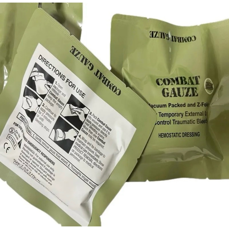 Combat Gauze com Agente Hemostatico APH tático, primeiros socorros. Gaze estancar sangramento.