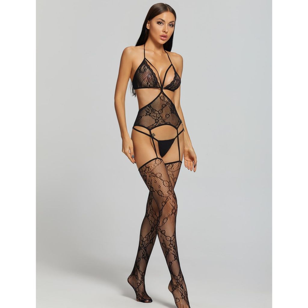 LINGERIE CONJUNTO TUDO EM UM COM MEIA SEXY NOITES QUENTES MENINAS MULHERES ESTILOSO