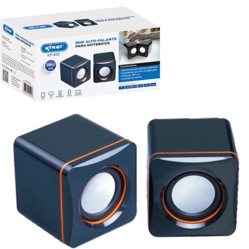 Mini Caixa de Som USB Knup KP-600 3W RMS para PC e Notebook - Som Estéreo com Controle de Volume