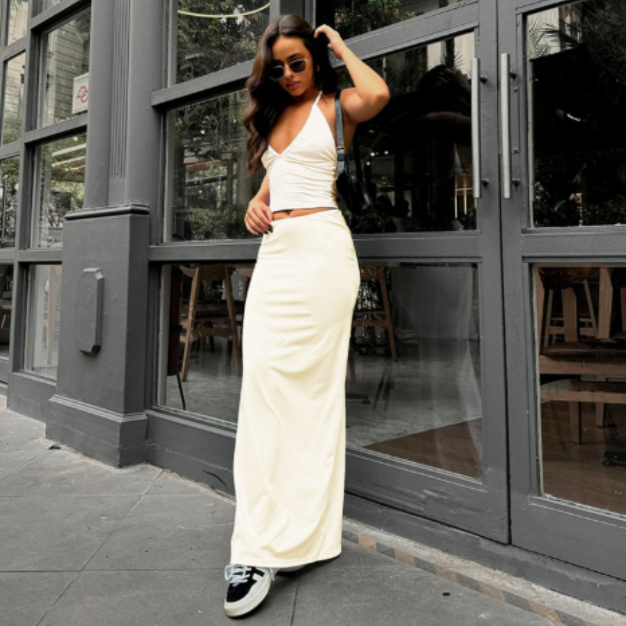 Saia Feminina Longa Gringa Estilo Longuete Com Fenda Grande Poliamida Modeladora em Oferta na Shopee