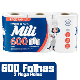 Papel Toalha Mili Multiuso Cozinha – 3 Megarrolos com 200 Folhas 19x22cm, Alta Absorção em Oferta na Shopee
