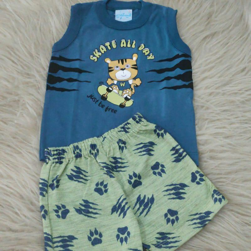 Conjunto Bebê Masculino Camiseta Regata e Bermuda Moletinho