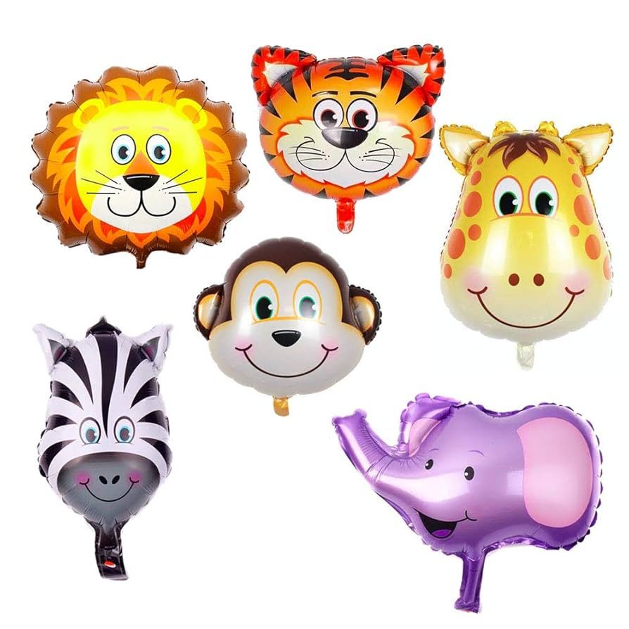 6 Balões Metalizados Safari Animais Decoração de Festa Infantil 40cm Macaco Girafa Leão Zebra Tigre Vaca em Oferta na Shopee