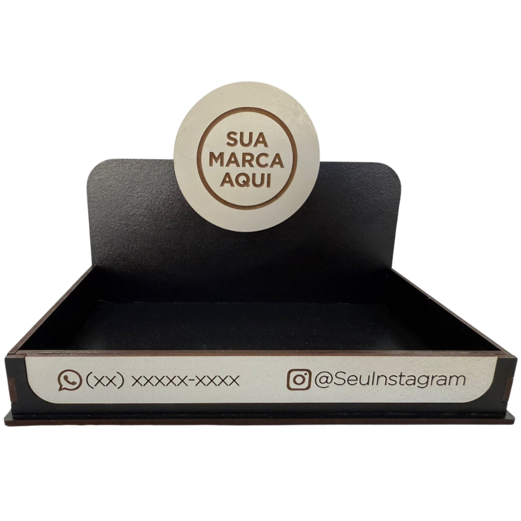 Kit 5 Bandejas Expositora MDF Premium Preto Para Doces Brownies Brigadeiros Opção Logo Marca Personalizado