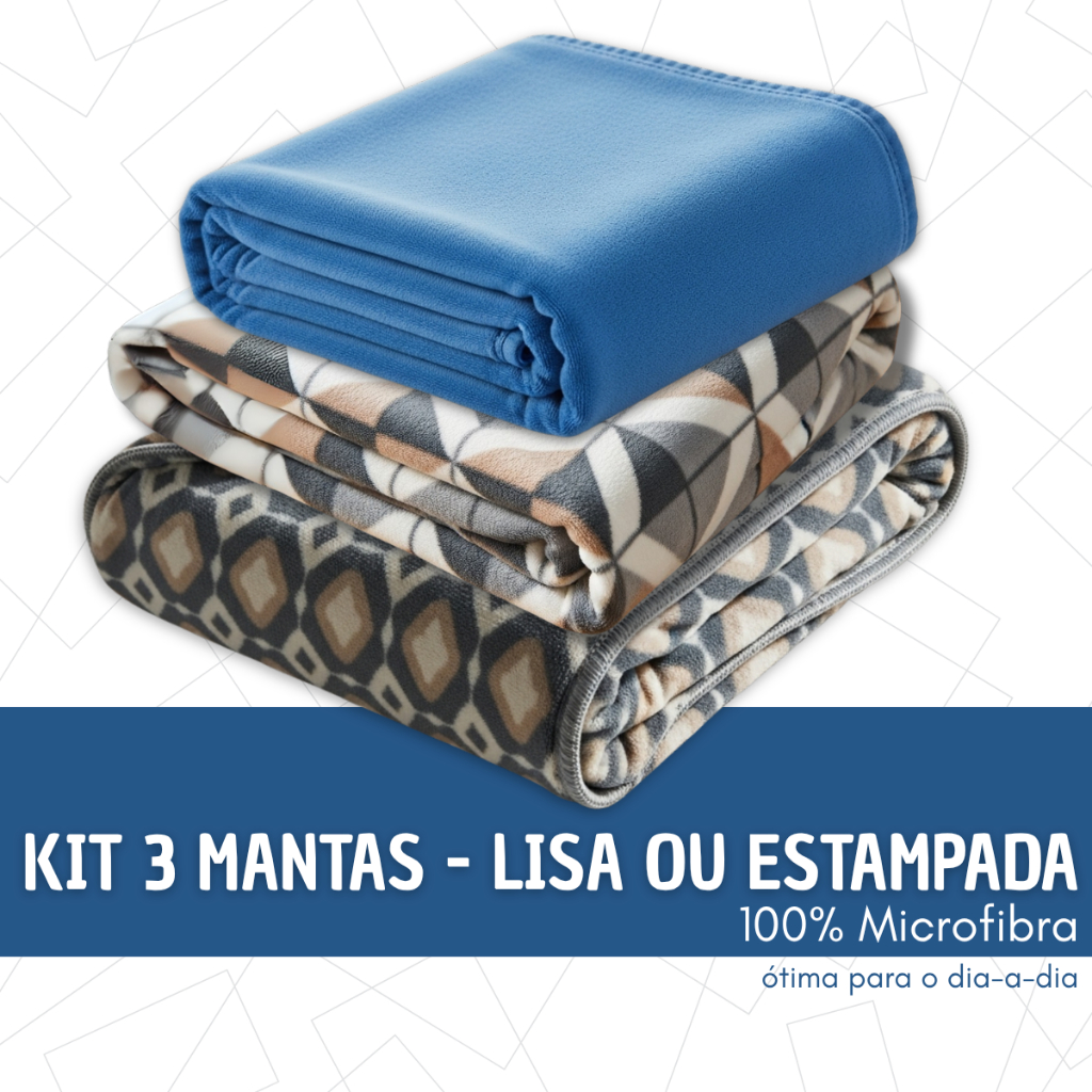 KIT 3 Cobertor Manta Casal Soft Antialérgica 2,00x1,80 Mt em Oferta na Shopee