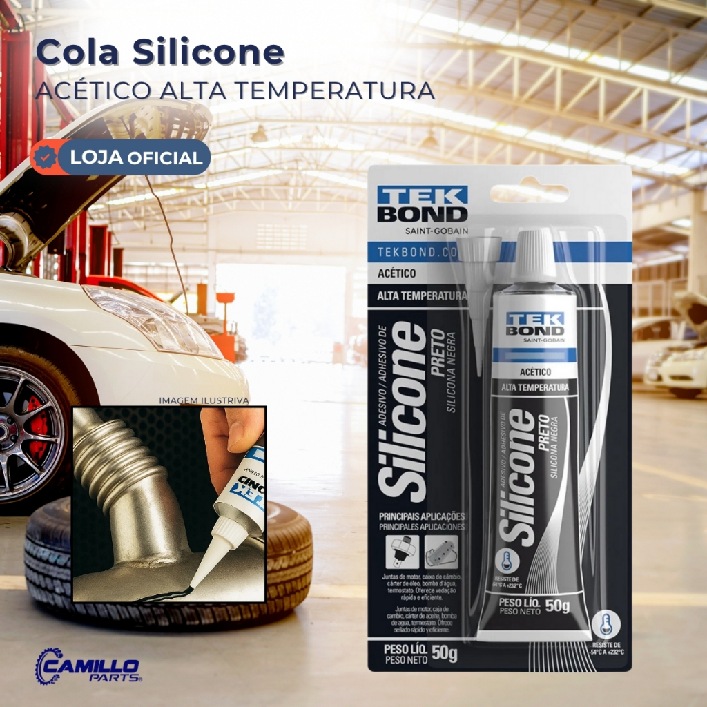 Cola Silicone Acético Alta Temperatura Preto 50g Tekbond em Oferta na Shopee