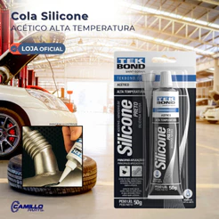 Cola Silicone Acético Alta Temperatura Preto 50g Tekbond
