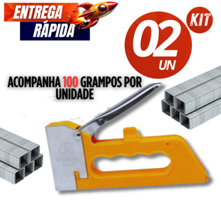 Grampeador para Tapeceiro Pressão Profissional Manual Estilete Inox Máxima durabilidade Premium + 100 grampos em Oferta na Shopee