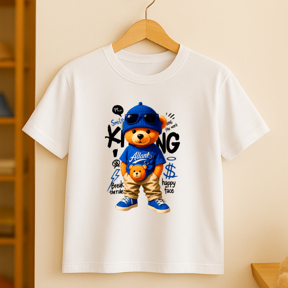 Camiseta Infantil Estampada Urso Street Blue Várias Cores Do 2 ao 16 Anos Juvenil adolescentes