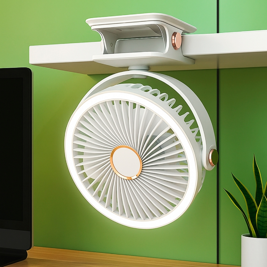 Ventilador Clip Portátil 5 Velocidades De Mesa Luminária LED USB Potente 720 Rotação Poderoso