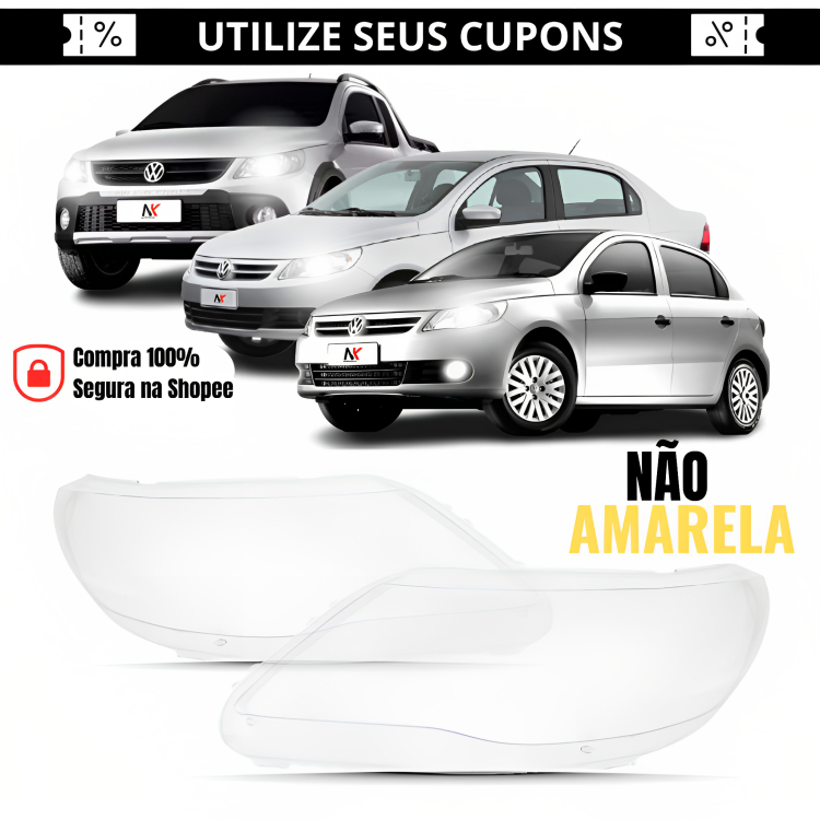 Par/Un Lente Farol Gol Saveiro Voyage G5 2009 2010 2011 2012 Lentes Novo