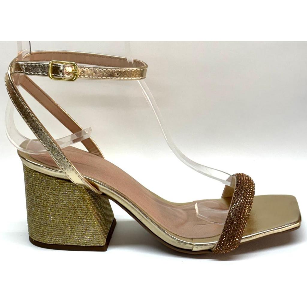 Sandália Ana Marie Salto bloco 7 Strass Salto Gliter em Oferta na Shopee