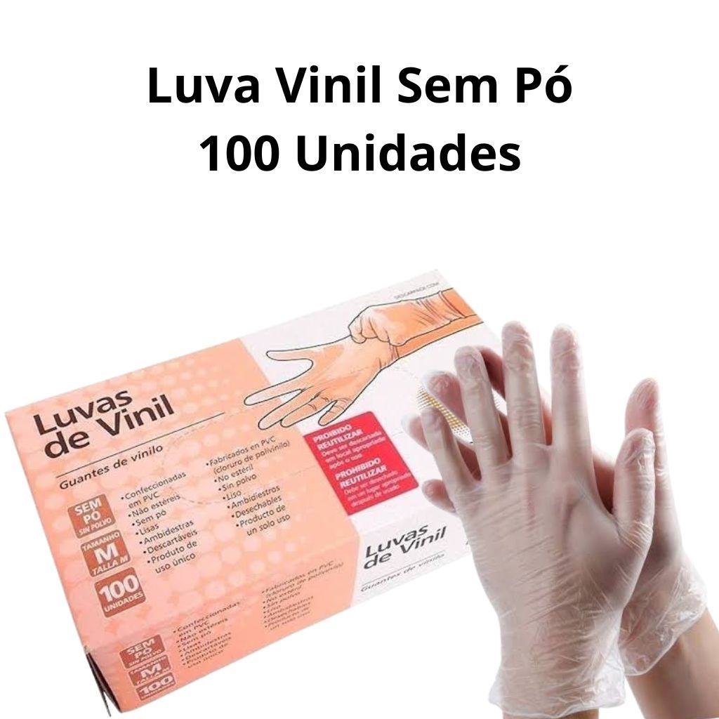Luva Vinil Sem Pó 100 Unidades Tam P. M. G em Oferta na Shopee