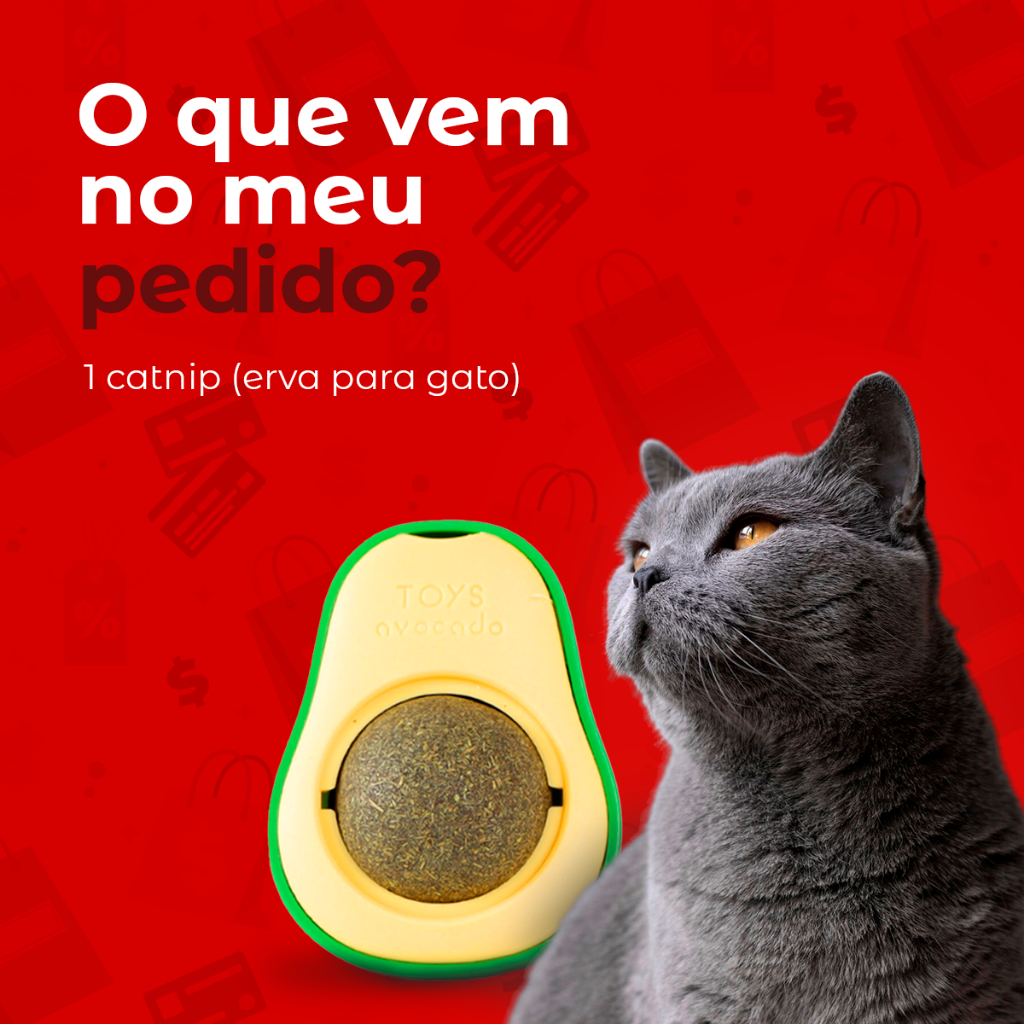 Brinquedo de Gato Abacate Lambe Lambe com Catnip Interativo Pet c/ Adesivo para Parede