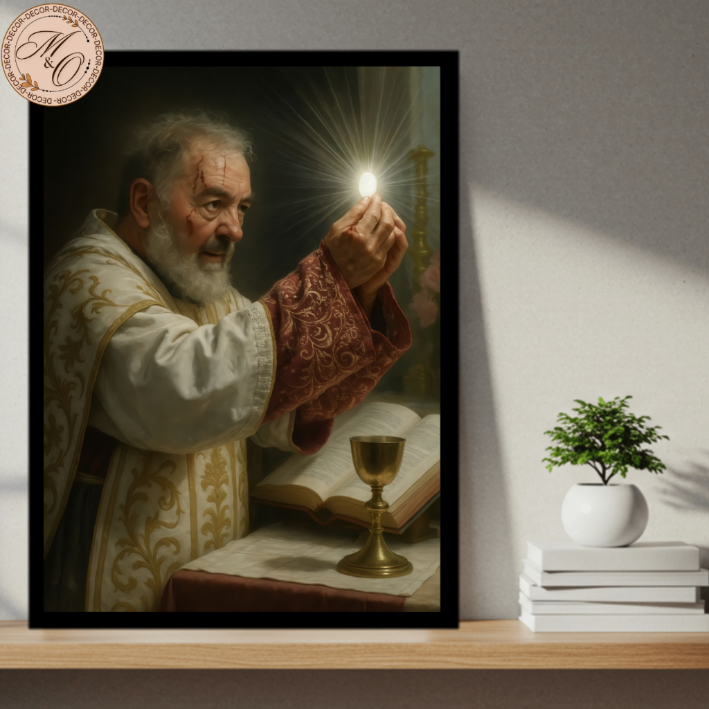 Quadro Decorativo Parede Religioso Hostia Consagrada Santo Padre Pio Varios Tamanhos Modelos 1 Peça
