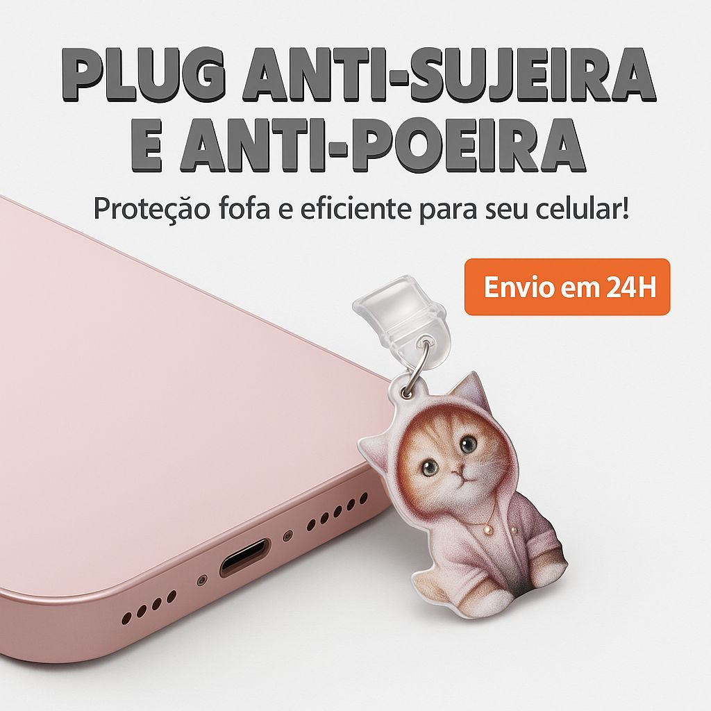 Plug Anti Sujeira Poeira Tipo C Gato Fofo Proteção Essencial Protetor Tampa